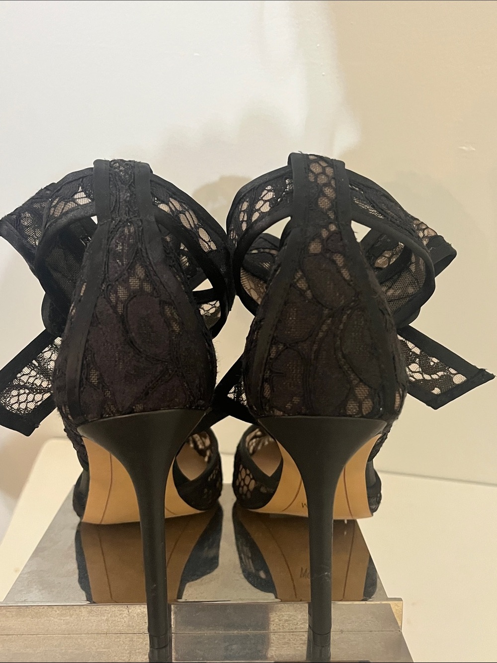 INC International Concepts Sanira Black Lace Bow Ankle-Strap Stiletto - Picture 5 of 7